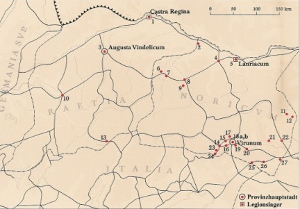 Gebietskarte Provinz Noricum & Raetien
